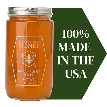 100% USA-Made Raw Unfiltered Honey by Pure Southern Honey [1 lb]-Unheated- All-Natural Sweetener