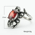 thumbnail image 2 of PAMTIER Unisex Stainless Steel Vintage Creative Personality Hollow Oval Cut Scorpion Claw Red Gemstone Punk Knight Ring Gothic Hip Hop Style Size 9, 2 of 6