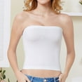 thumbnail image 3 of Tank Tops for Women,Seamless Stretchy Strapless Bandeau Tube Top Bra for Women Comfortable Non Padded Bralette,Camisole Tops for Women,White,A, 3 of 3