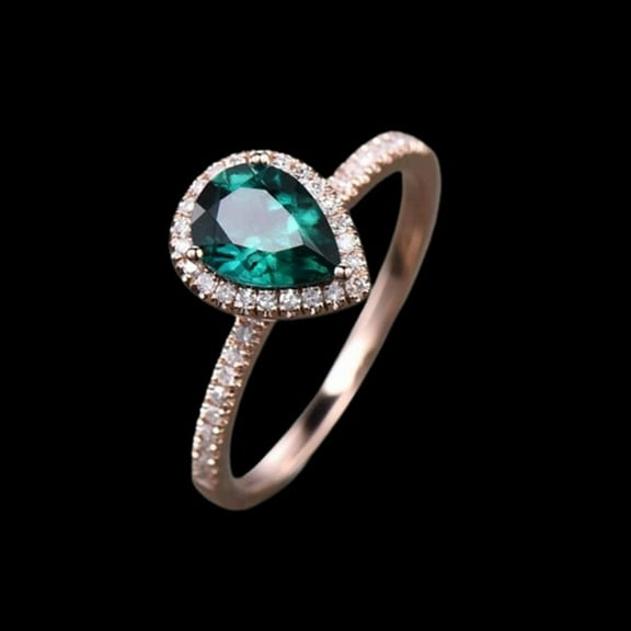 Pearcut Emerald halo ring, Minimalist Statement Ring, Gift For her, Women's jewellery, Christmas day gift.