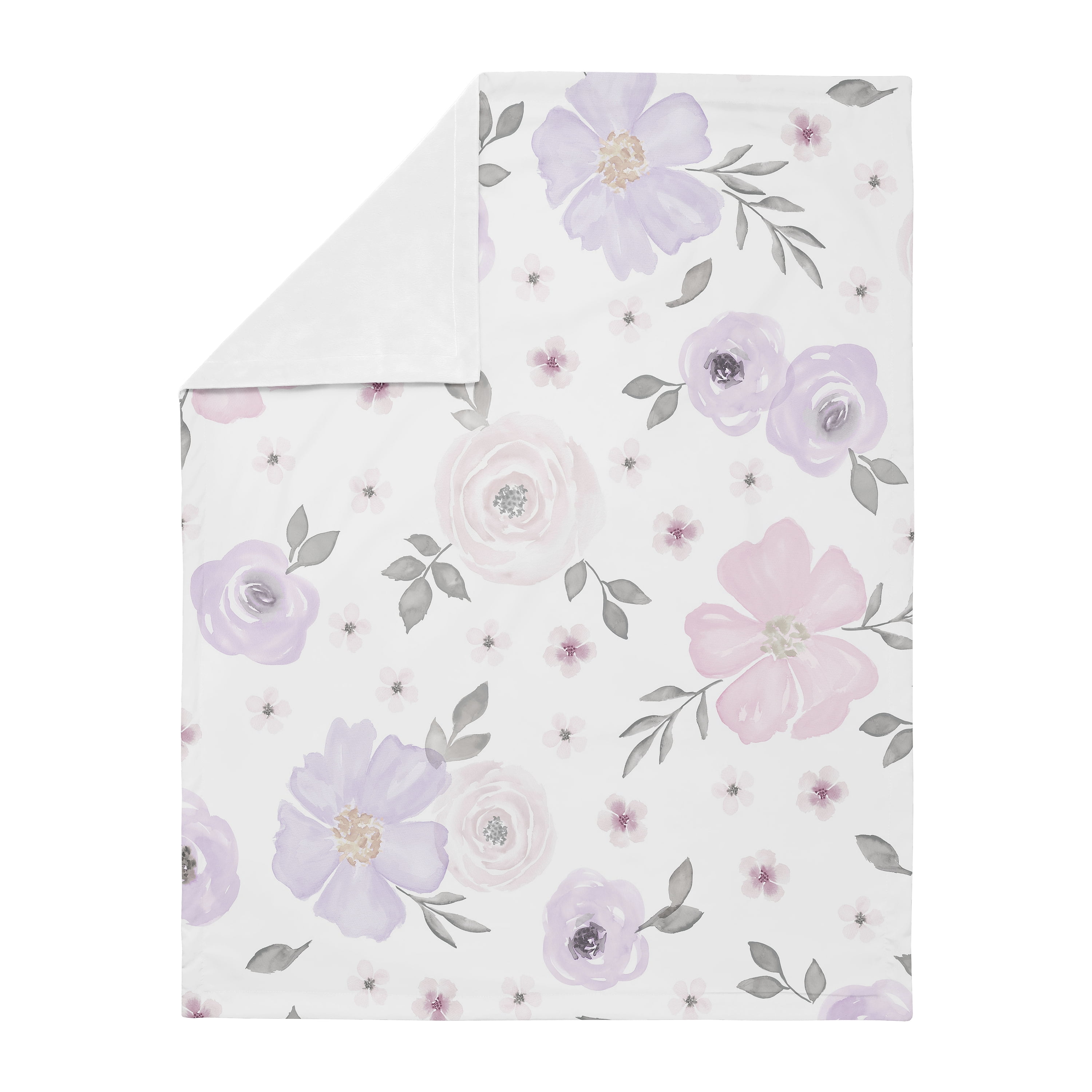 Sweet Jojo Designs Watercolor Floral Purple Pink and Grey Baby Security Blanket