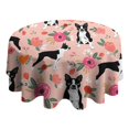thumbnail image 4 of Boston Terrier Dog and Flower Florals Round Tablecloth 60"x60",Wrinkle Wipeable Table Cloth for Kitchen Dining Room Picnic Patio Party, 4 of 6