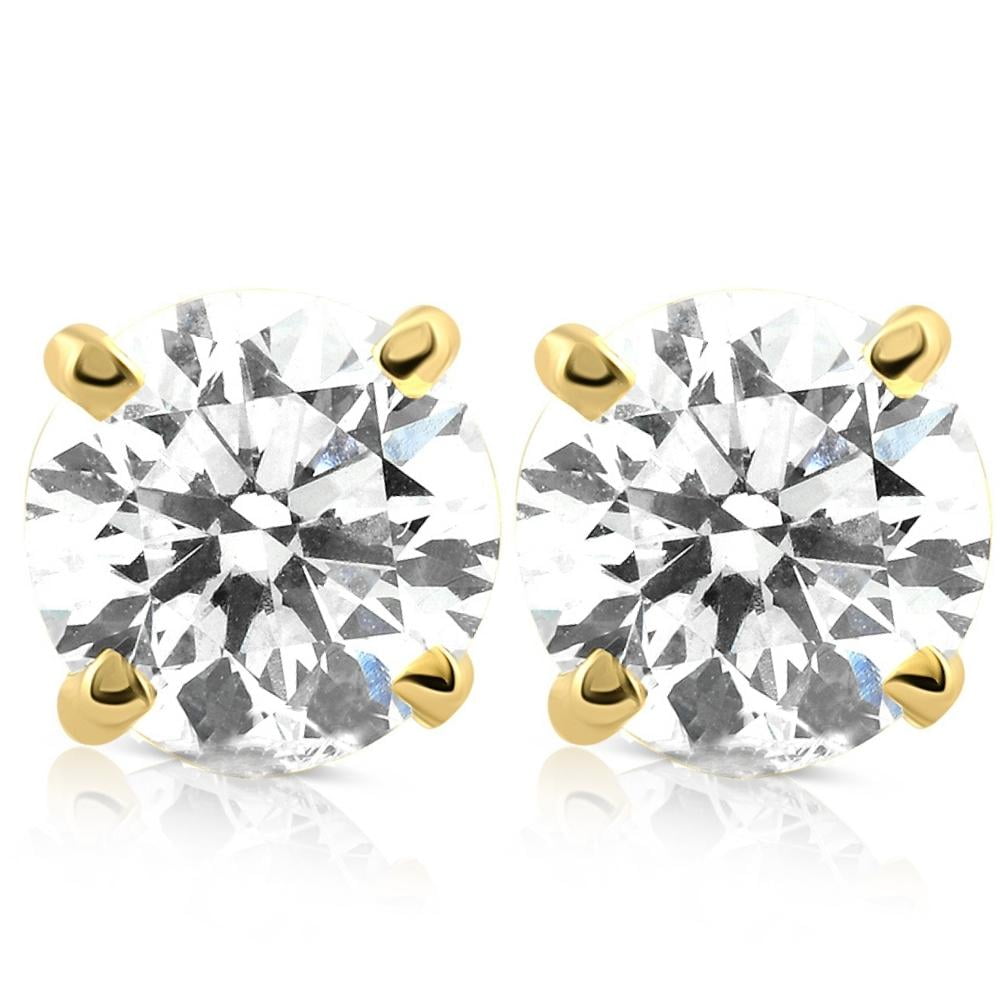 Pompeii 1.50ct Lab Grown Diamond Studs 14k Yellow Gold Screw Backs (F,VS)