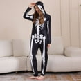 thumbnail image 3 of Usaibhir Family Matching Halloween Onesie Pajamas, Funny Skeleton Printed Hooded Zipper PJs Loungewear Sleepwear One-Piece Pjs for XL(Mom) Black, 3 of 8