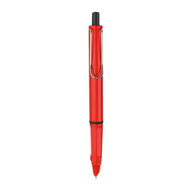 Stylo-plume à Pression Finition Rouge F Pointe Fine 0,38 mm Outil d'Écriture pour Étudiants avec Système d'Encre Rechargeable #QHWW0