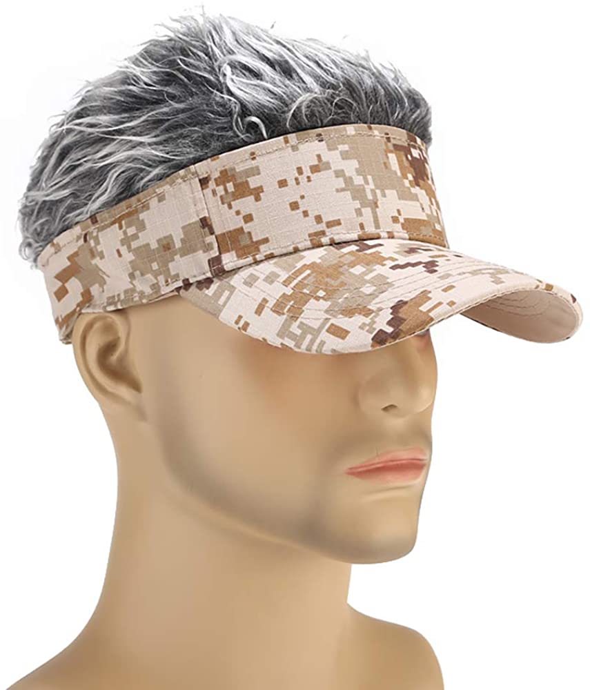 Mens Visor Cap Wig Adjustable Baseball 