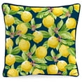 thumbnail image 6 of Jordan Manufacturing 16" x 16" Lemons Navy Fruit Square Outdoor Throw Pillow with Welt, 6 of 11
