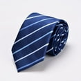 thumbnail image 4 of Xfvqtps Tie for Men Classic Neckties 3.15" for Formal Dress Business Color Blocked Stripes Navy-10, 4 of 4