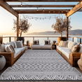 thumbnail image 5 of LUOVEN 8x10 Outdoor Rug Waterproof Reversible Plastic Straw Carpet for Patio, Deck, RV, Camping, Porch, Backyard, Boho Grey, 5 of 8