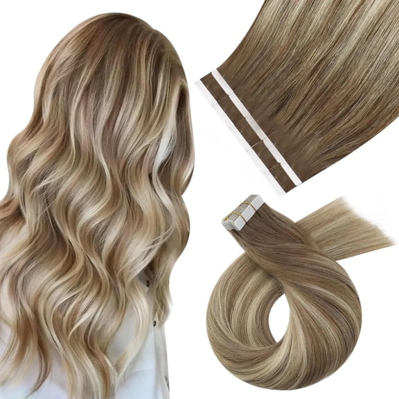 Human Hair Sew in Extensions Remy Hair Extensions Sew in Balayage Light Brown with Golden Blonde Ombre Weft Extensions Real Human Hair