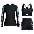 thumbnail image 2 of WEAIXIMIUNG Womens 3 Piece Rash Guard Swimsuit Set Long Sleeve Bathing Suits With Boy Shorts Push Up Bikini Sets XL, 2 of 7