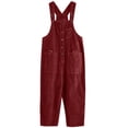 thumbnail image 5 of TrendOFT Combinaisons d'Été pour Femmes Tendance 2025 Décontracté Vintage Ample Jambe Grand en Velours Côtelé avec Ceinture Combinaisons Rouges TTG, 5 of 5