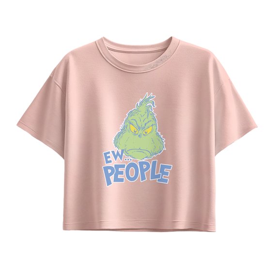 The Grinch - Ew, People Short Sleeve Boxy Graphic T-Shirt