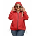 thumbnail image 2 of adviicd Plus Size Womens Rain Jacket with Hood Waterproof Raincoats Lightweight Packable Outdoor Trench Coat Red, 3XL, 2 of 9