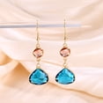 thumbnail image 3 of 1 par de pendientes para mujer hechos a mano con forma de gota de agua y cristales de imitación azul y rosa, regalo de joyería., 3 of 8