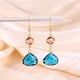 thumbnail image 3 of 1 par de pendientes para mujer hechos a mano con forma de gota de agua y cristales de imitación azul y rosa, regalo de joyería., 3 of 8