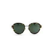 Christian Dior Womens Silver Tone Tortoise Shell Brown Round Sunglasses 145mm