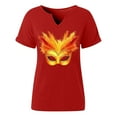 thumbnail image 5 of Craaazy Mardi Gras Shirts for Women Short Sleeve Casual Carnival Printed V-neck T-shirts Gifts, 5 of 6