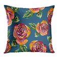 thumbnail image 1 of BOSDECO Blue Paint Multicolor Flowers Pattern Digital Painting Colorful Winter Abstract Beautiful Beauty Bright Pillow Case Pillow Cover 18x18 inch, 1 of 1