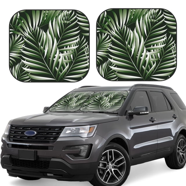 Wukai Tropical Palm Leaves1 Car Front Windshield Sun Shade,Sun Visor Shield Block Automotive Interior Protector Blocks UV Rays-Medium