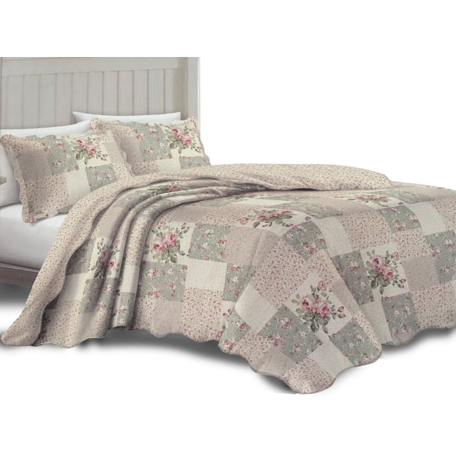 DORMIREAL Colcha Azucena Queen Size 3 Piezas De Color Rosa, Doble Vista, Ropa De Cama Habitación Decoración, para Todas Las Estaciones, Cómodo, Acogedor, Lavable En Casa DORMIREAL COAZQS