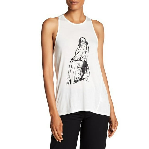 Halston Twist Back Tank Halstonette Women/Adult shoe size X-Small X-Small Casual ZAI111177P-WHTBK White/Black