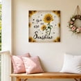 thumbnail image 3 of Canvas Wall Art Vintage Sunflower Canvas Art Print You Are My Sunshine Floral Bee Beige Letter Pictures Wall Decor for Living Room Bedroom Artwork Decorations Stretched Framed Ready to Hang 8"x8", 3 of 9