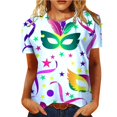thumbnail image 1 of Cathalem Womens V Cou Manches Courtes T-shirts Manches Courtes Jour Col Rond T-Shirts Graphiques Colorés Tops, Blanc XXL, 1 of 4