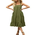 thumbnail image 1 of Robe Maxi Ample à Volants Sans Manches à Bretelles Épaisses Réglables pour Femmes avec Poches, 1 of 7