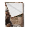 thumbnail image 2 of Ambesonne Rustic Fleece Throw Blanket Farmhouse Grizzly Bear Bath 60"x80" Chocolate Rose Green, 2 of 5