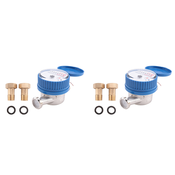 2X Single Jet Water Meter Brass Water Meter Home and Garden Use Flow Water Meter,2 x Single jet Water Meter