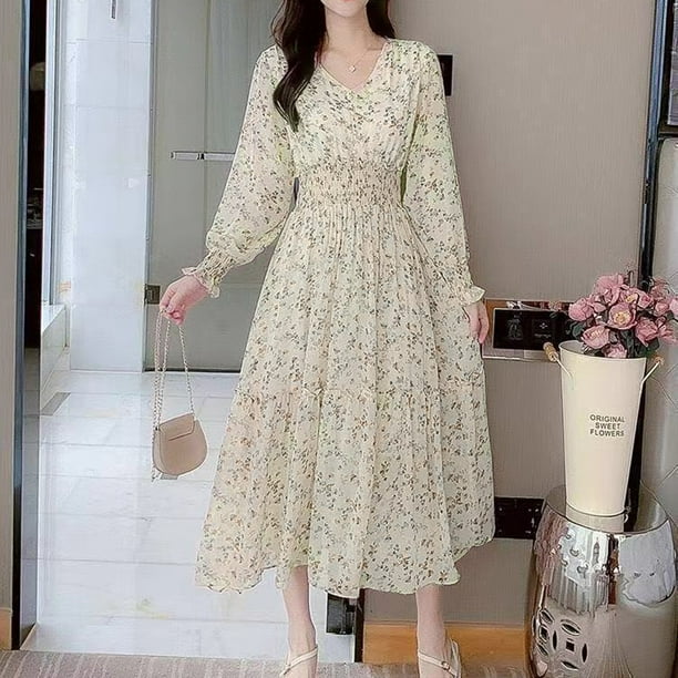 long dress women sale floral PRETTYGARDEN Women's Maxi 2026 Fall Sleeve V Neck A Line Long Flowy Spring Party Boho Dresses (Blue,Small) at Amazon Women's Clothing store All styles dress you can find here Women's Long Sleeve Floral Maxi