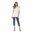 thumbnail image 3 of CEASIKERY Women's Casual Cold Shoulder Tunic Tops Loose Blouse Short Sleeve Shirts, 3 of 5