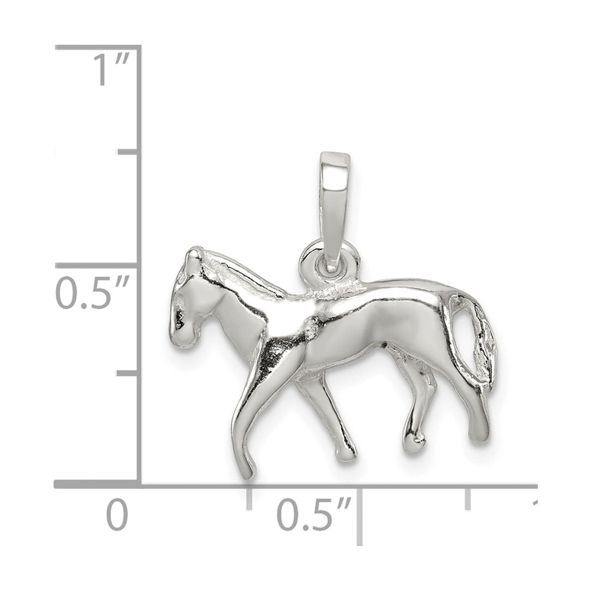 Sterling Silver Walking Horse Pendant Charm, Polished 3D Equestrian Jewelry