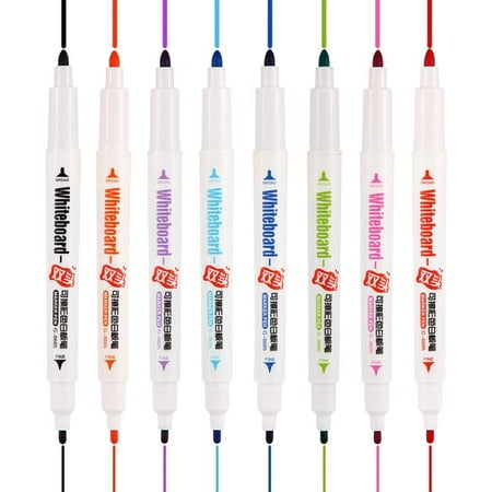 Dual Tip Dry Erase Markers, 8 Assorted Colored Art Whiteboard Markers