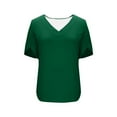 thumbnail image 7 of KIHOUT Women's Fashion Casual V-Neck Solid Ruffle Short Sleeve T-Shirt Daily Home Work Wear Top, 7 of 7