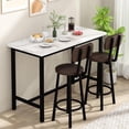 thumbnail image 3 of LinkRomat Dining Table Set for 2, Farmhouse Rectangle Kitchen Table with 2 PU Leather Upholstered Stools, Dinette Set for Small Space for Dining Room, 3 of 10