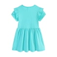 thumbnail image 5 of Trendfront Girls Bunny Embroidery Dresses Crewneck Flutter Sleeve A Line Dress Animal Print Cute Everyday Outfit Dresses, 5 of 7