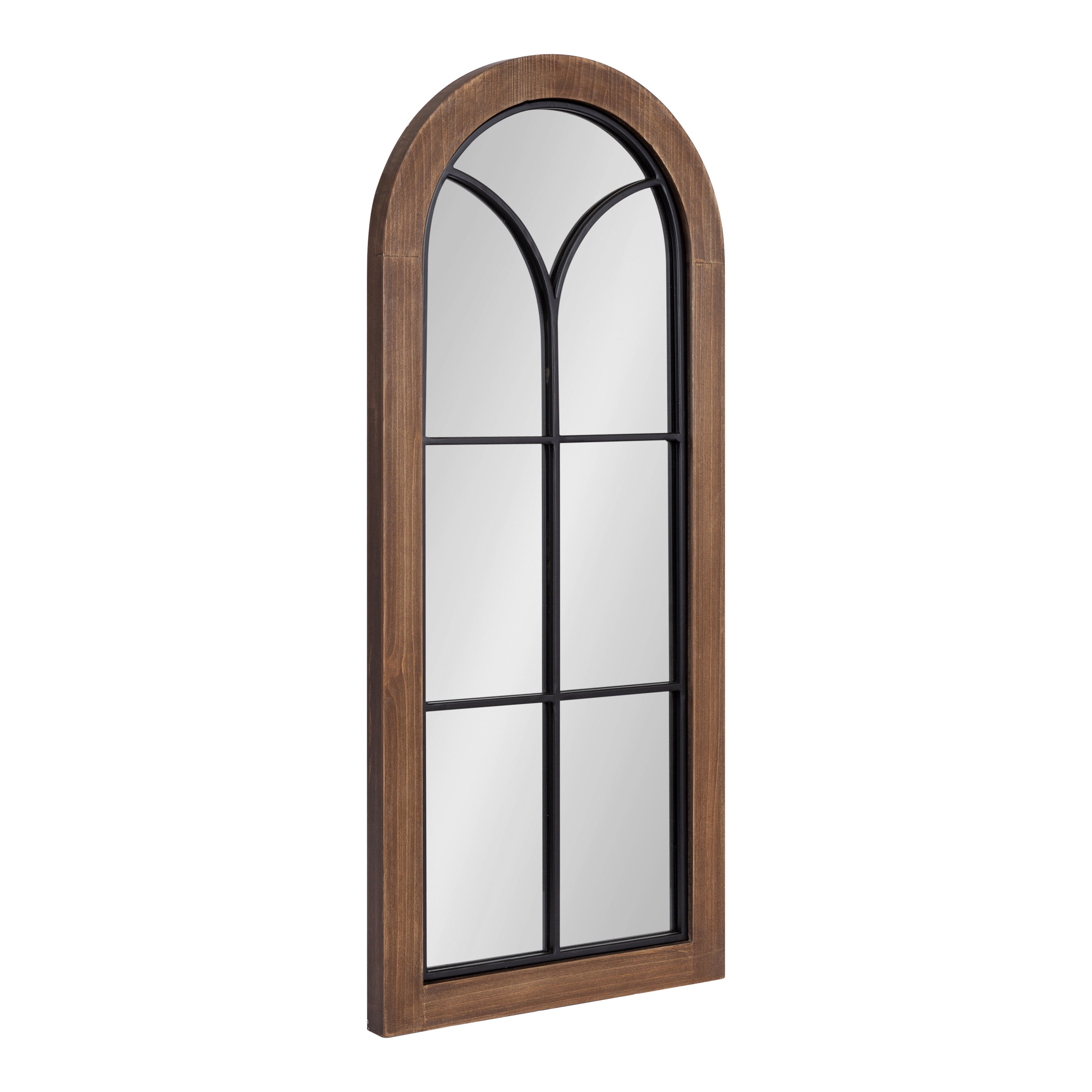 Kate and Laurel Joffrey Farmhouse Arched Mirror, 13 x 30, Rustic Brown
