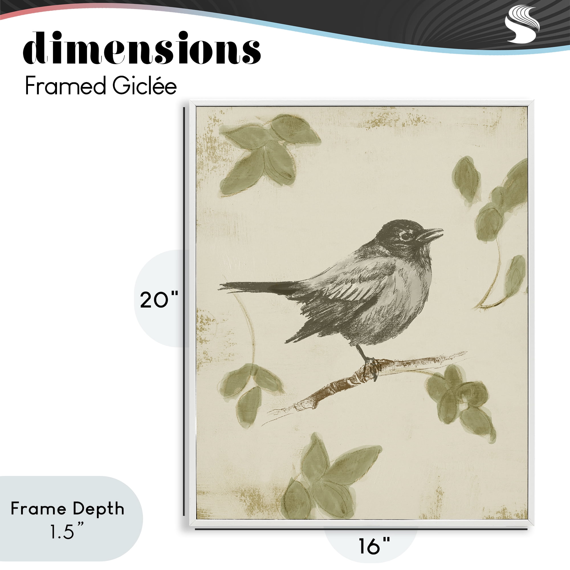 Stupell Industries Bird Scene over Neutral White Framed Giclee Art, design by Lanie Loreth