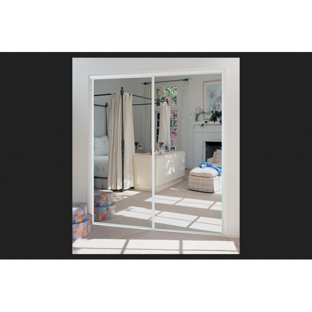 Erias Mirrored Sliding Door 30 3 16 In X 78 Bright White Com Erias Mirrored Sliding Door 30 3 16 In, Rv Sliding Mirror Closet Door Latch