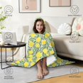 thumbnail image 4 of Wearable Blanket,Yellow Lemon Fruit Leaves White Pattern Hooded Wearable Flannel Blanket for Adults & Teens with Buckle,Winter Poncho Shawl Wrap Cape,50"x60", 4 of 5
