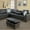 Black, variant on Devion Furniture Faux Leather Nailhead Trim Sectional Sofa with Ottoman, Brown