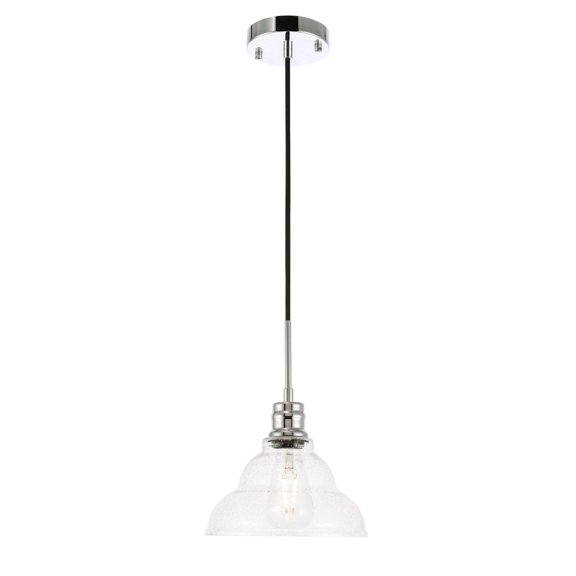 Living District Gil 1 Light Chrome And Clear Seeded Glass Pendant