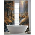 thumbnail image 3 of Deer in Sheer Curtains 84 inches Long 2 Panels Set the Forest Brown Trees with Creek Tiers Sheers Rod Pocket Small Window Short Curtains for Kitchen Cafe, Each 52" W x 84" L, 3 of 7