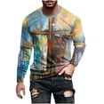 thumbnail image 2 of Nmnitkp ​​​​​Long Sleeve Shirt Trendy and Fashionable Graphic Sleeve Round Neck Cross Print Pullover Top ​​​​​​​​​​​High-Quality and Healthy Fabric Men's Long Sleeve Shirt （Plus Size）, 2 of 4