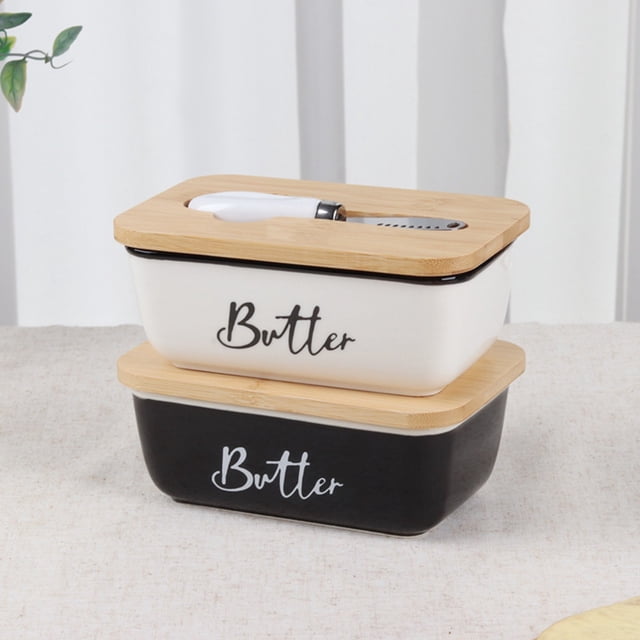 Ceramic Butter Keeper under $5! CQCYD Rectangular Ceramic Butter Dish with Spreader, Western Style Butter Keeper with Lid, 500ml Butter Storage Container for Kitchen Countertop
