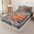 thumbnail image 2 of Castle Fairy Gray Basketball Hoop Print Zipper Full Size Comforter Sets with Fitted Sheet and 2 Pillowcases, Court Line Design Zipper Bedding Set, Gray Orange White,4pcs,Grey Reversible, 2 of 6