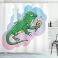 thumbnail image 1 of Iguana Shower Curtain, An Animal Ice Cream Funny Nursery Cartoon with Letter I Educational Illustration, Fabric Bathroom Set with Hooks, 69W X 70L Inches, Multicolor, by Ambesonne, 1 of 3