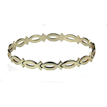 - Gold Tone Christian Fish Bangle Bracelet Ichthus Symbol